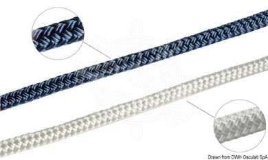 Rope polyester double braided black/white D5-24mm