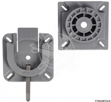 Swivelling and removable base plate