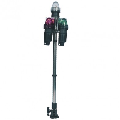 THREE-WAY POLE LIGHT INOX WITH FOLDABLE NYLON BASE