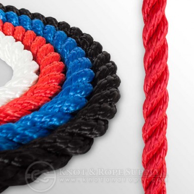 Polyester twisted rope red color ф10-24mm