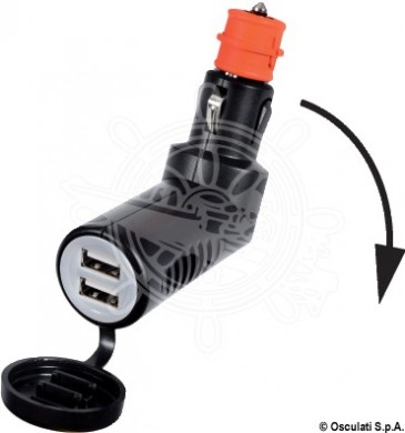 Double articulated USB + double lighter plug