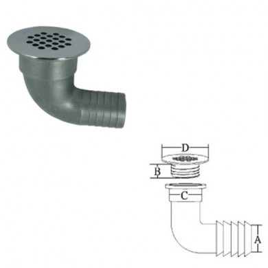 Drain grate with barb adapter 90