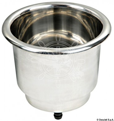 Glass holder with drain hole inox